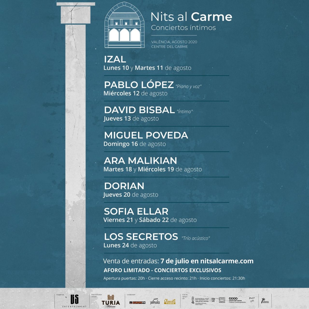 Concertele lunii august in Centrul Cultural Carmen: David Bisbal, Ara Malikian, Pablo López